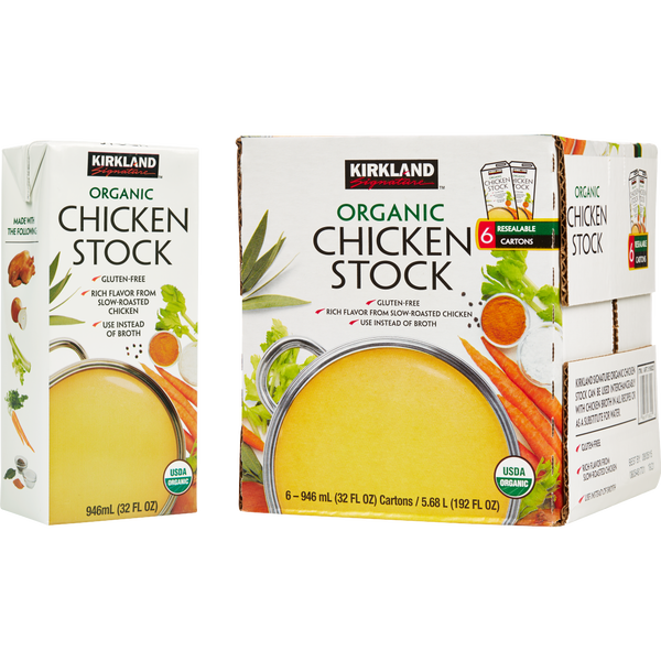 Kirkland Signature Organic Soup Stock, Chicken, 32 fl oz, 6 ct