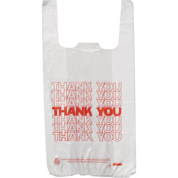 Duro Bag Plas-T-Sak Thank You Bags, Small, White, 1600 ct