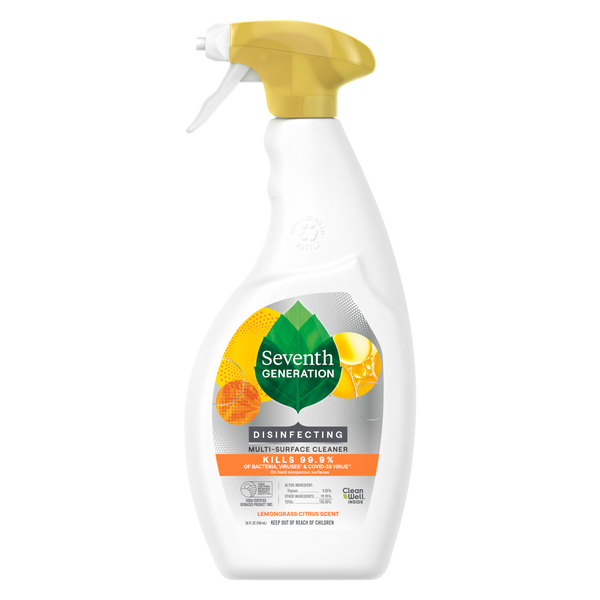 Seventh Generation Disinfecting Multi-Surface Cleaner, Lemongrass Citrus, 26 fl oz