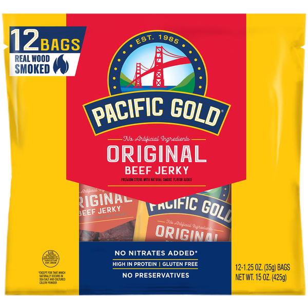 Pacific Gold Beef Jerky, Original, 1.25 oz, 12 ct