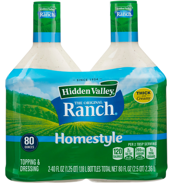 Hidden Valley Ranch Homestyle Dressing and Topping, 40 fl oz, 2 ct