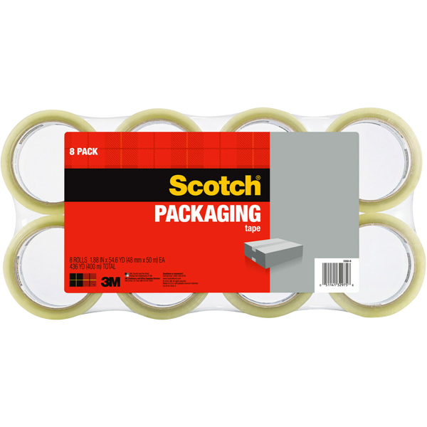 Scotch Packaging Tape, General Purpose, 1.88"W x 54.6 yds, 8 ct