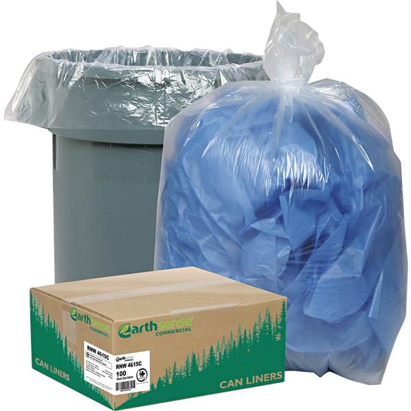 Earthsense Recycled Can Liners, Clear, 40-45 Gallon, 100 ct