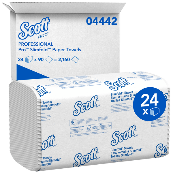 Scott Slimfold 1-Ply Paper Towels, White, 2160 ct