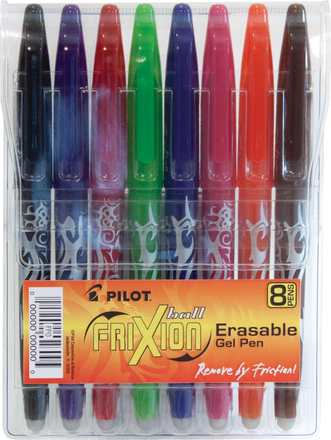 Pilot FriXion Ball Erasable Gel Pen, Fine Point 0.7mm, Assorted Ink Colors, 8 ct