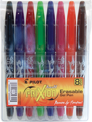 Pilot FriXion Ball Erasable Gel Pen, Fine Point 0.7mm, Assorted Ink Colors, 8 ct