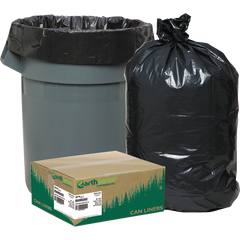 Earthsense Commercial/ReClaim Recycled Trash Bags, Black, 55-60 Gallon, 100 ct