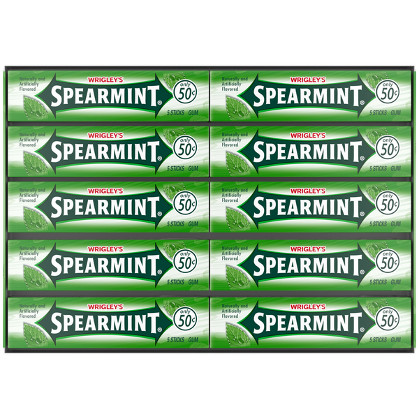 Wrigley's Spearmint Chewing Gum, Original 50 Cent Gum, 5 sticks, 40 ct