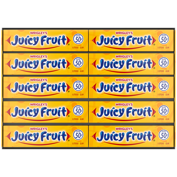 Wrigley's Juicy Fruit Chewing Gum, Original 50 Cent, 5 sticks, 40 ct