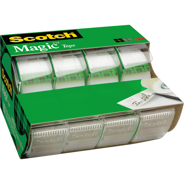 Scotch Magic Office Tape and Refillable Dispenser, 3/4" x 300", 4 ct