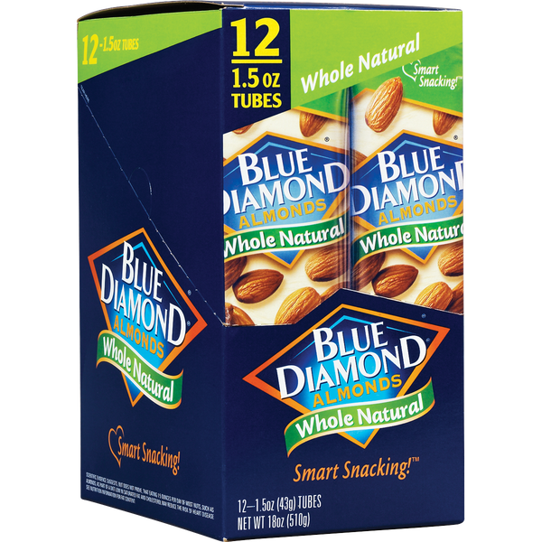 Blue Diamond Almonds, Whole Natural, 1.5 oz, 12 ct