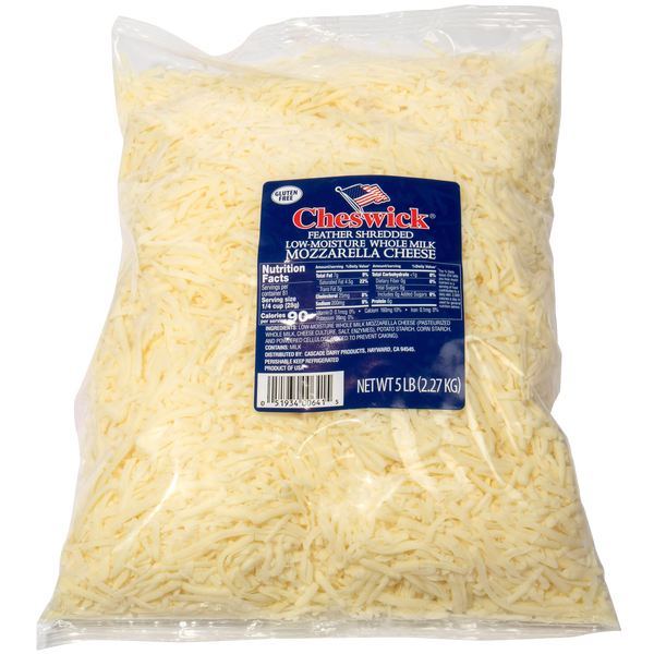 Cheswick Mozzarella Cheese, Feather Shredded, 5 lbs