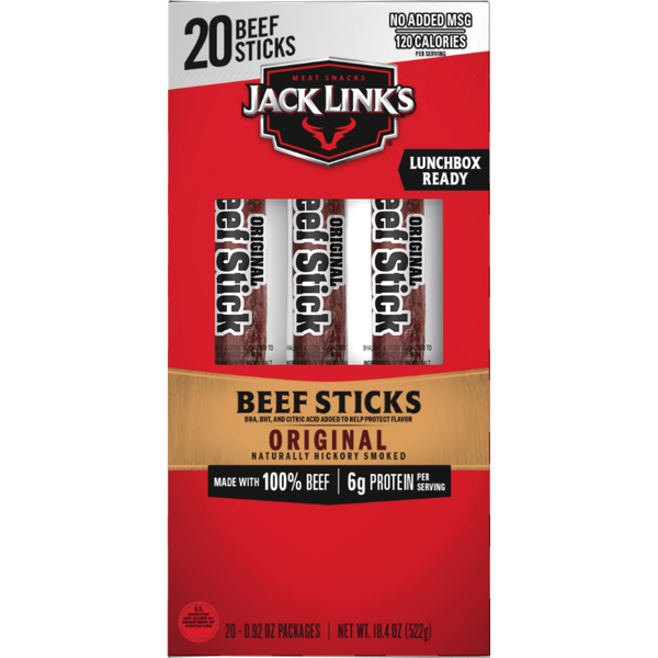 Jack Link's Beef Sticks, Original, 0.92 oz, 20 ct