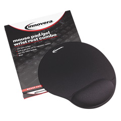 Innovera Mouse Pad with Gel Wrist Rest, Black