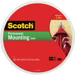 Scotch Double Sided Permanent Mounting Tape, 2 lb Capacity, 3/4" x 350", White