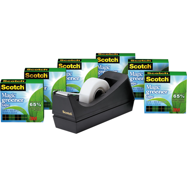 Scotch Magic Greener Tape with C38 Tape Dispenser, 3/4" x 75 ft, 6 ct