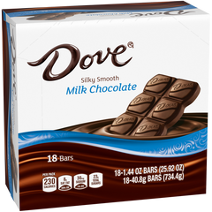 Dove Milk Chocolate Full Size Candy Bars, 1.44 oz, 18 ct