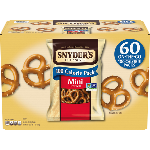 Snyder's of Hanover Mini Pretzels, 100 Calorie Pack, 0.92 oz, 60 ct