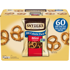 Snyder's of Hanover Mini Pretzels, 100 Calorie Pack, 0.92 oz, 60 ct