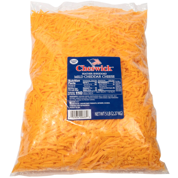 Cheswick Mild Cheddar Cheese, Shredded, 5 lbs