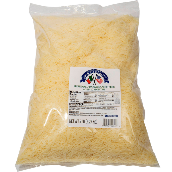 North Beach Aged Parmesan Cheese, Shredded, 5 lbs