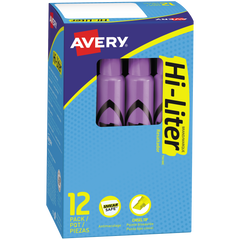 Avery Hi-Liter Tank Highlighter, Chisel Tip, Purple, 12 ct