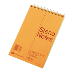 National Steno Book, Gregg Ruled, Green Paper, Brown Cover, 6" x 9", 80 Sheets