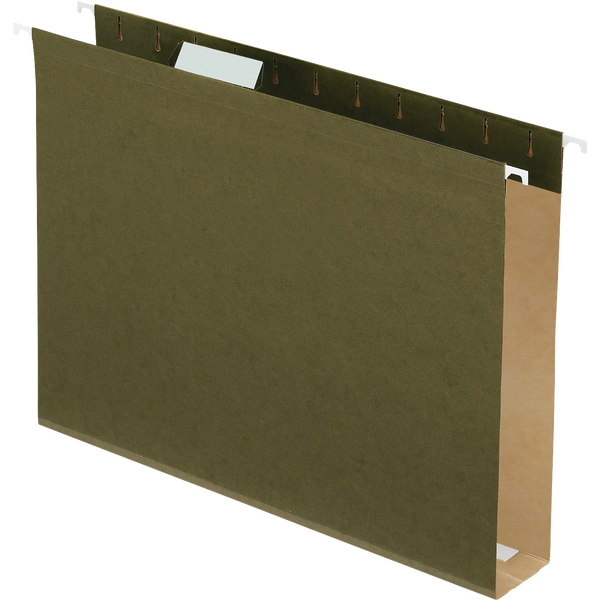 Pendaflex Extra Capacity Hanging Folder, 1/5-Cut Tab, 2" Box Bottom, Letter, Standard Green, 25 ct