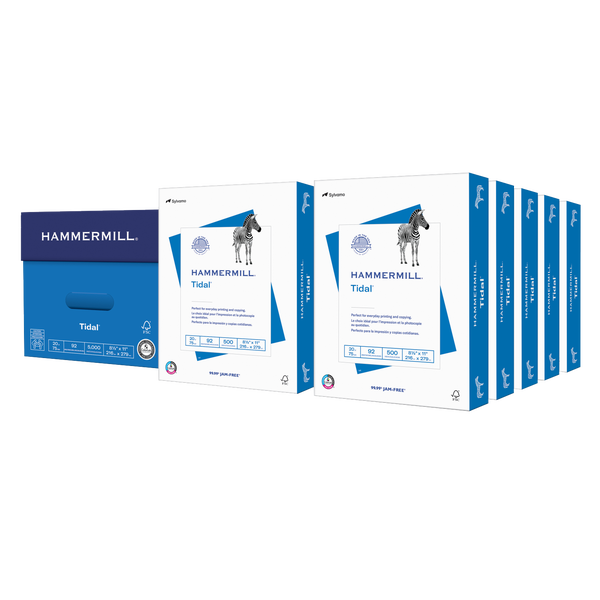 Hammermill Tidal Copy Paper, 92 Bright, 20 lb, White, 8-1/2" x 11", 10 Reams, 5000 Sheets