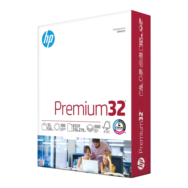 HP Premium Choice Laser Paper, 100 Bright, 32 lb, White, 8-1/2" x 11", 1 Ream, 500 Sheets