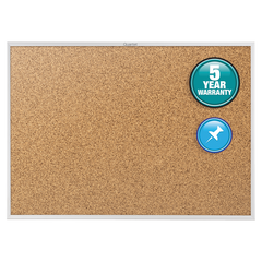 Quartet Cork Board, Aluminum Frame, 36"W x 24"L