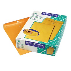 Quality Park 12" x 15-1/2" Clasp Envelope, Kraft, 100 ct