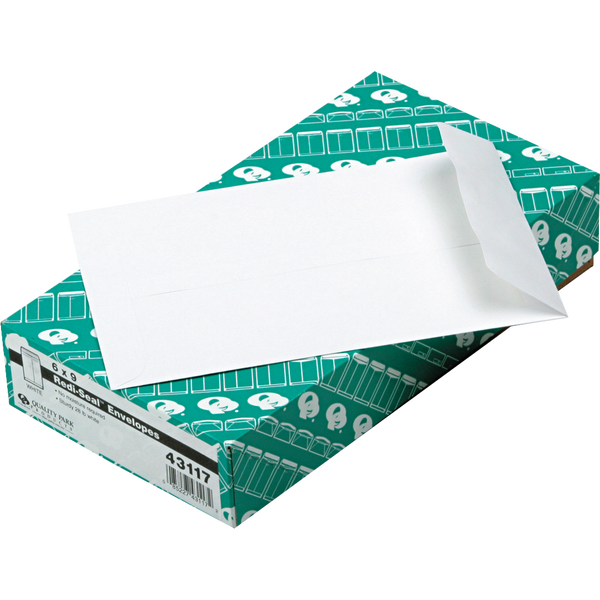 Quality Park Redi-Seal Catalog Envelope, 6"W x 9"L, White, 100 ct