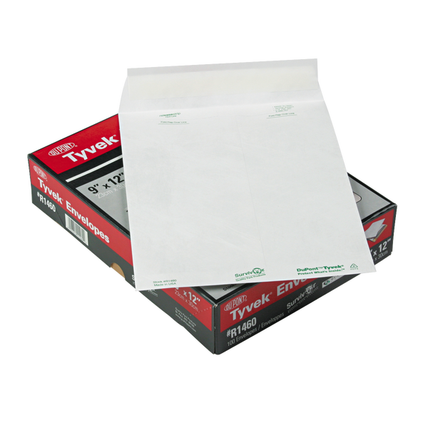 Tyvek Survivor #10 Catalog Envelope, 9"W x 12"L, 14 lb, White, 100 ct