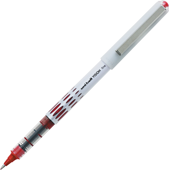 uni-ball Vision Rollerball Stick Pen, Fine Point 0.7mm, Red Ink, 12 ct