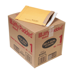 Sealed Air Jiffy #1 Padded Mailer, Self-Seal, 7-1/4" x 12", Kraft, 100 ct