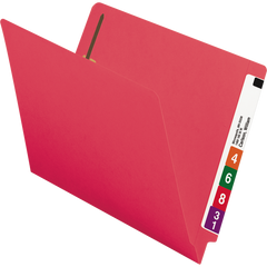 Smead End Tab Fastener Folder, Shelf-Master Reinforced Straight Cut Tab, 2 Fasteners, Letter, Red, 50 ct