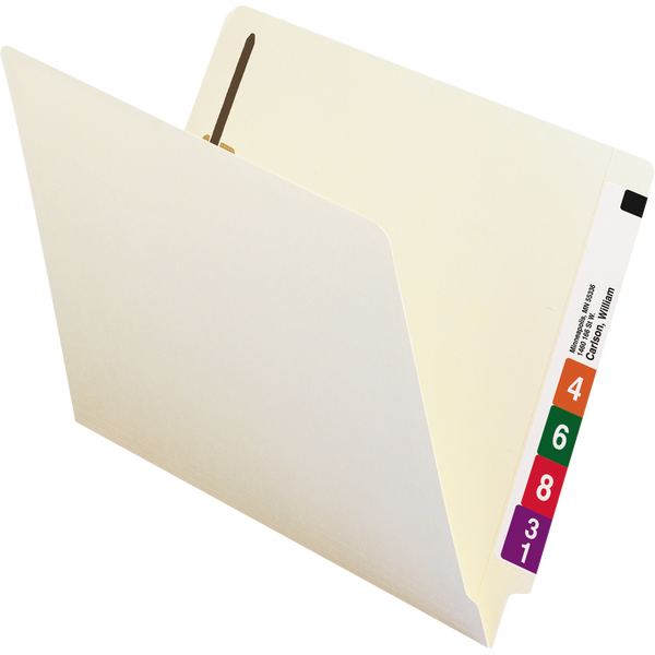 Smead End Tab Pocket Folder, Reinforced Straight Cut Extended Tab, 1 Fastener, Letter, Manila, 50 ct