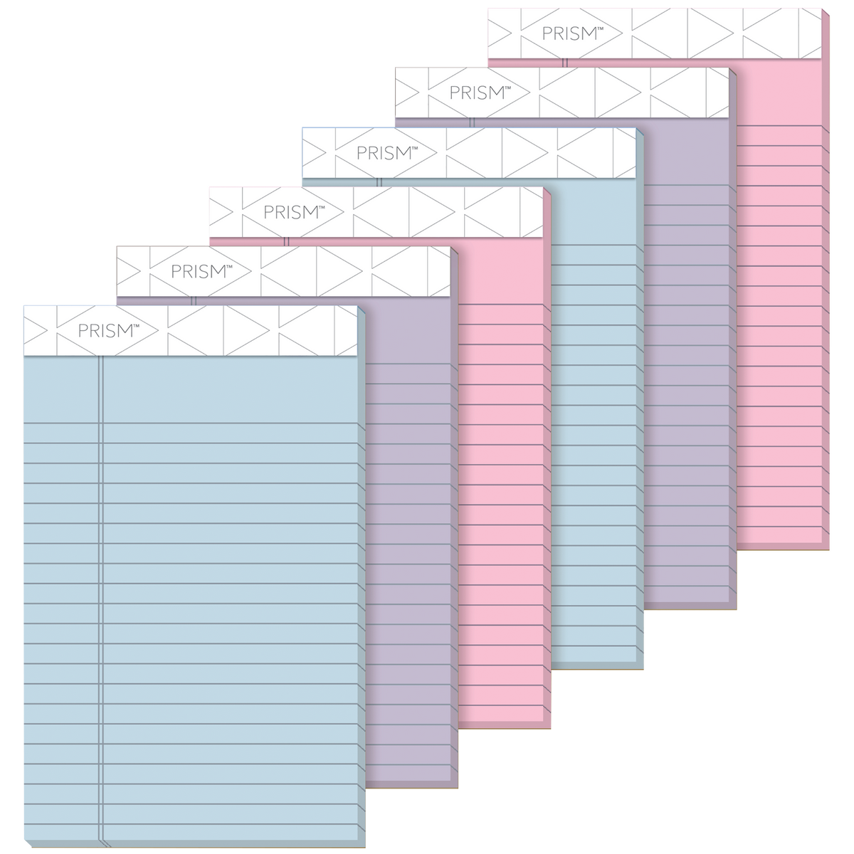 TOPS Prism Plus Notepad, Narrow Ruled, Assorted Pastel Colors, 5” x 8”, 50 Sheets, 6 Pads