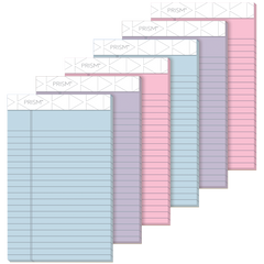 TOPS Prism Plus Notepad, Narrow Ruled, Assorted Pastel Colors, 5” x 8”, 50 Sheets, 6 Pads