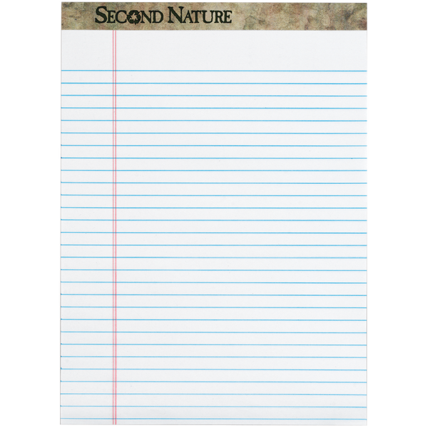 TOPS Second Nature Notepad, Legal Ruled, White, 8-1/2” x 11-3/4”, 50 Sheets, 12 Pads