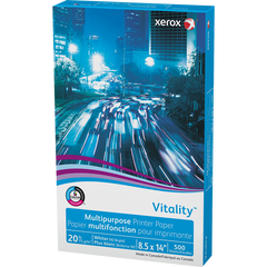 Xerox Vitality Multipurpose Paper, 92 Bright, 20 lb, White, 8-1/2" x 14", 1 Ream, 500 Sheets