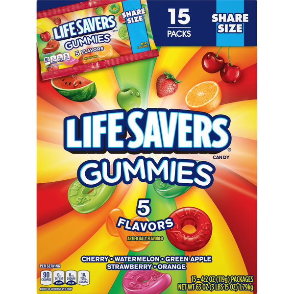 Life Savers Share Size Gummies, 5 Flavors, 4.2 oz, 15 ct