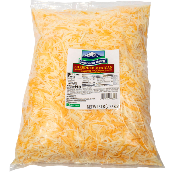 Cascade Dairy Mexican Four Cheese Blend, Shredded, 5 lbs