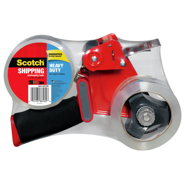 Scotch Heavy Duty Shipping Packaging Tape with Tape Gun Dispenser, 2 Rolls of Tape Included