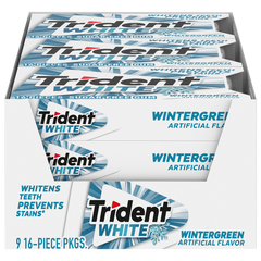 Trident White Sugar Free Gum, Wintergreen, 16 Pieces, 9 ct