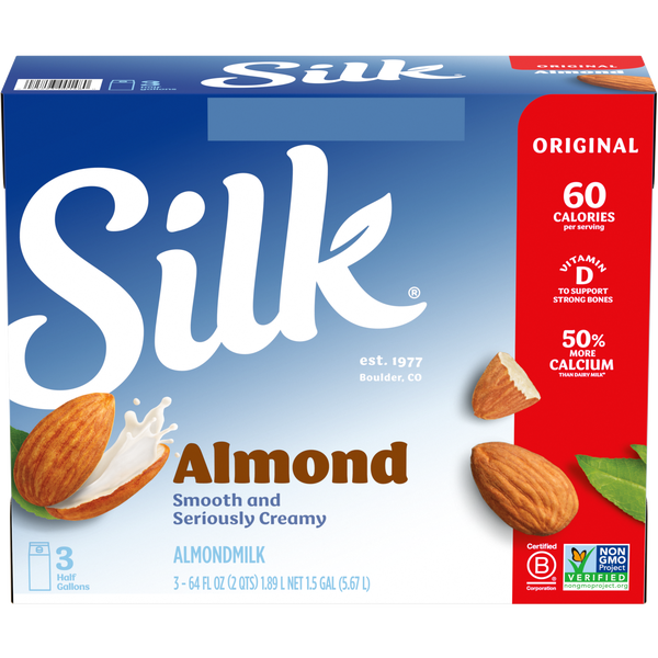 Silk Almond Milk, Original, 64 fl oz, 3 ct