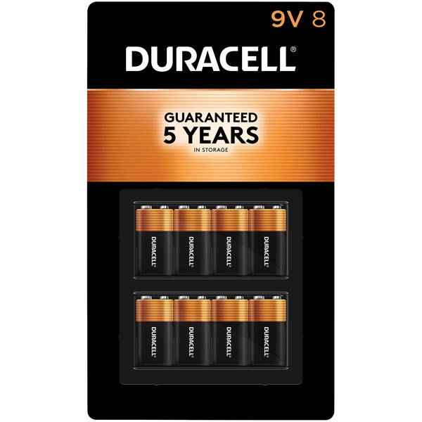 Duracell Coppertop Alkaline 9 Volt Batteries, 8 ct