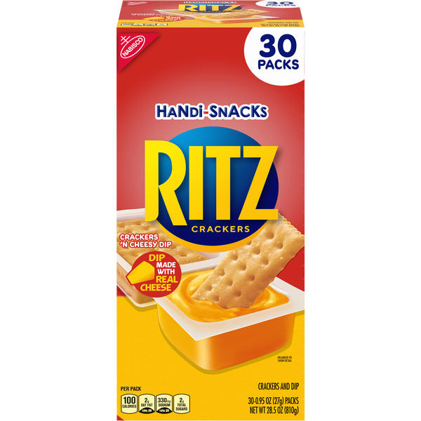 RITZ Crackers Handi-Snacks, Crackers 'N Cheesy Dip, 0.95 oz, 30 ct