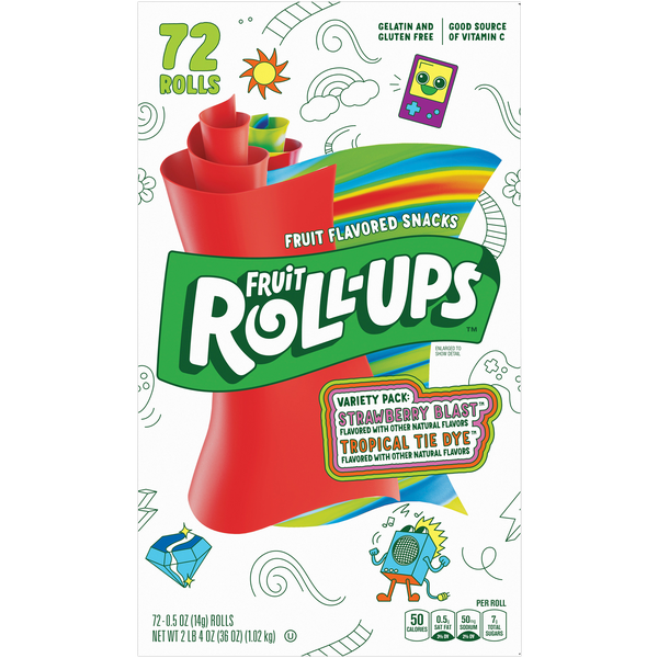 Fruit Roll-Ups, Variety Pack, 0.5 oz, 72 ct